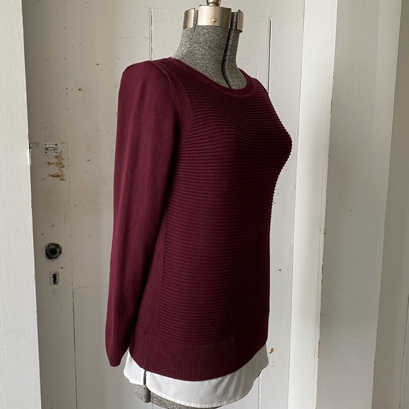 Hilary Radley Maroon Tunic Textured Knit Sweater with Shirt Tales - Picture 2 of 10